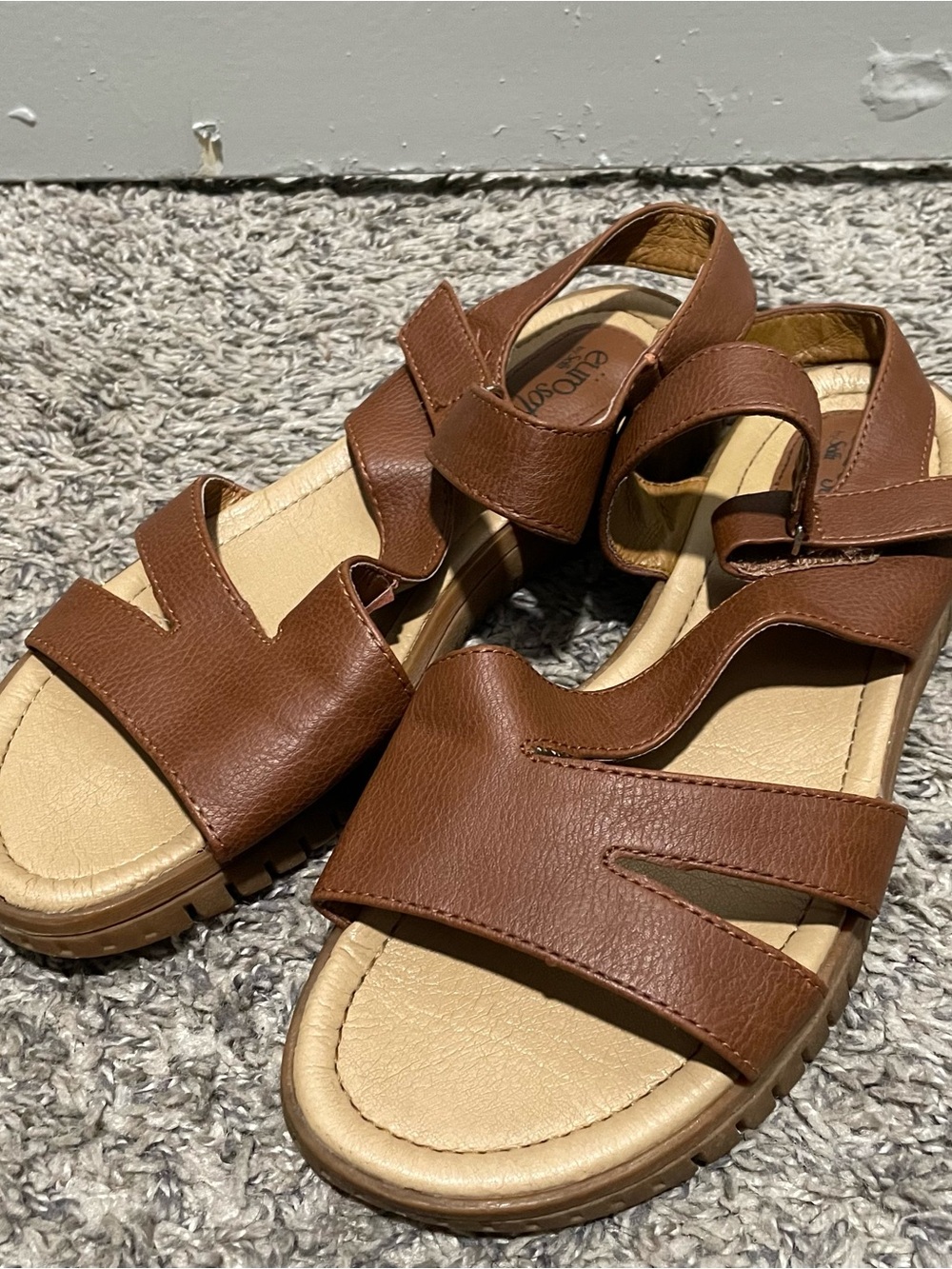 Eurosoft Comfortable Brown Leather-Look Women's Casual Sandals